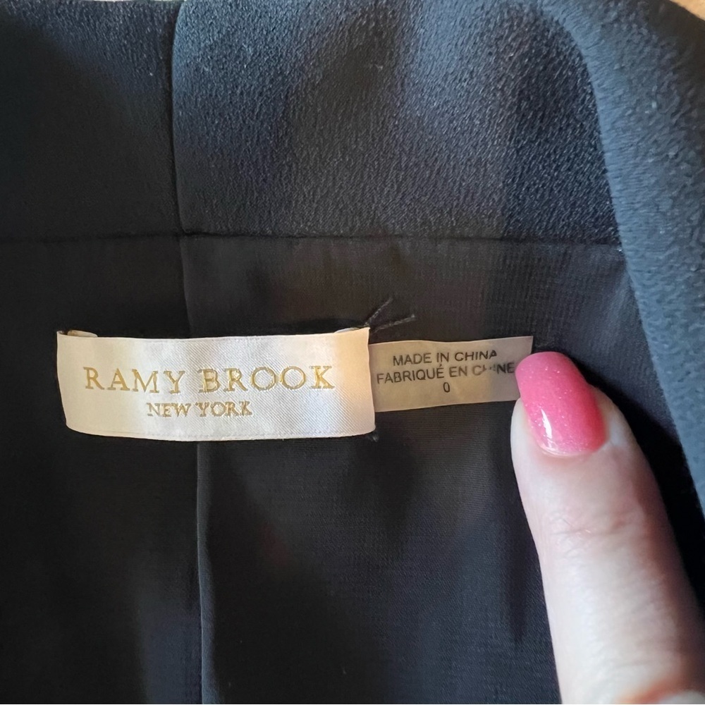 Ramy Brook Albie Jacket, black, dramatic shoulder detail, button closure, sz 0 - Picture 2 of 15